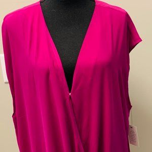 Plus Size Eloquii Pink Crossover Blouse